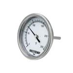 Industrial Dial Thermometer (Back Connected, 3" dial, 2.5" Stem x1/4" dia., -40/160F, None, No)
